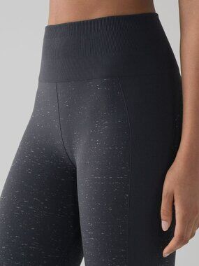 Lululemon Free To Flow Crop Leggings Black / White Ribbed Waistband #W6AE1S Sz 4